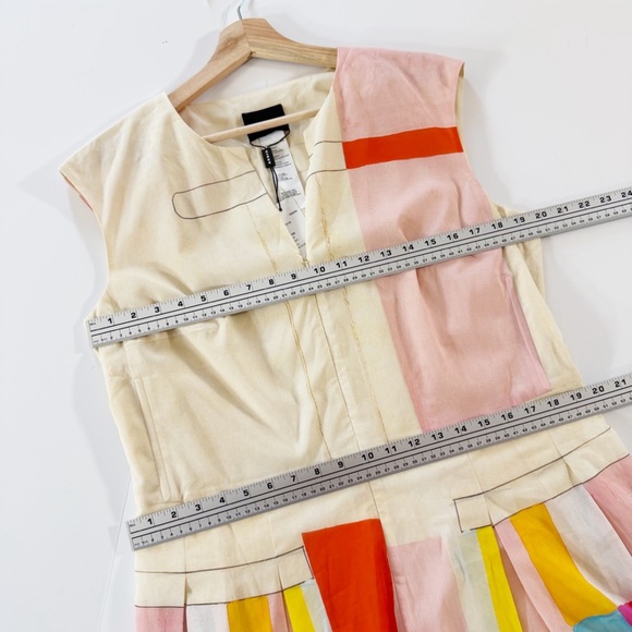 Akris Punto Dress Womens Sz 14 Mural Print Cotton Silk Pleated Shirt Dress $2390 - Picture 5 of 9